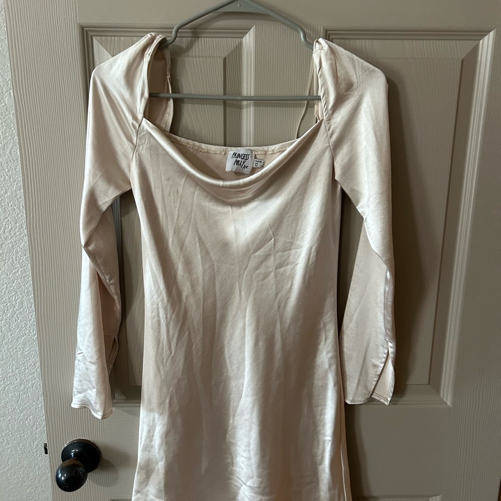 Princess Polly Cream Long Sleeve Dress